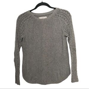 Loft Gray Open Knit Sweater Small Petite